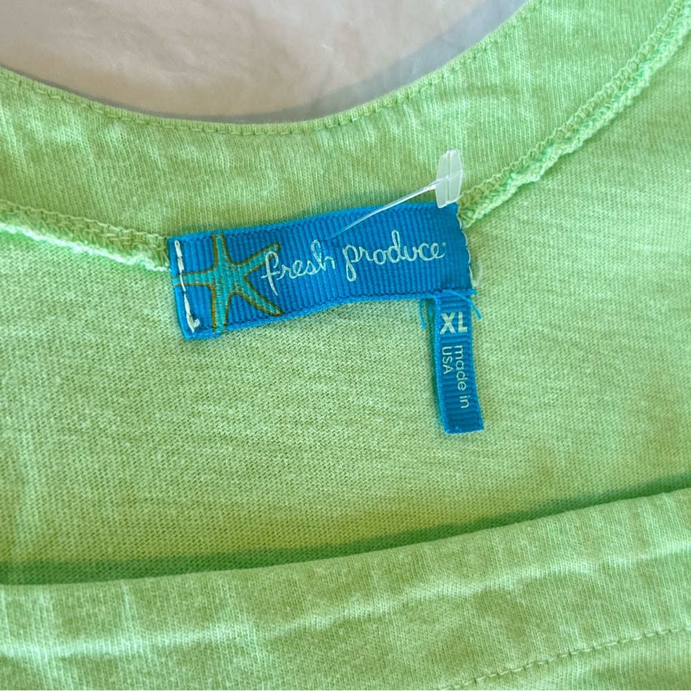 Fresh Produce Cotton Lime Green Maxi Tank Beach Dress Fish Print XL NWOT - Picture 6 of 11